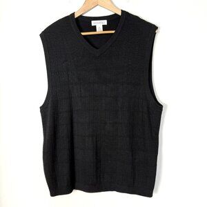 Anthology Silk‎ Knit V-neck Pullover Vest Black Womens XL Preppy Academia School